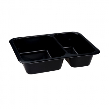 Mehrweg-Menüschale PP Lunch 2-geteilt schwarz 227x178x49 mm 1170 ml (400 Stk.)